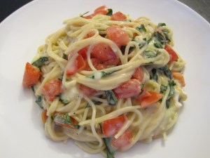pasta with brie tomatoes basil summer garden recipe dish
